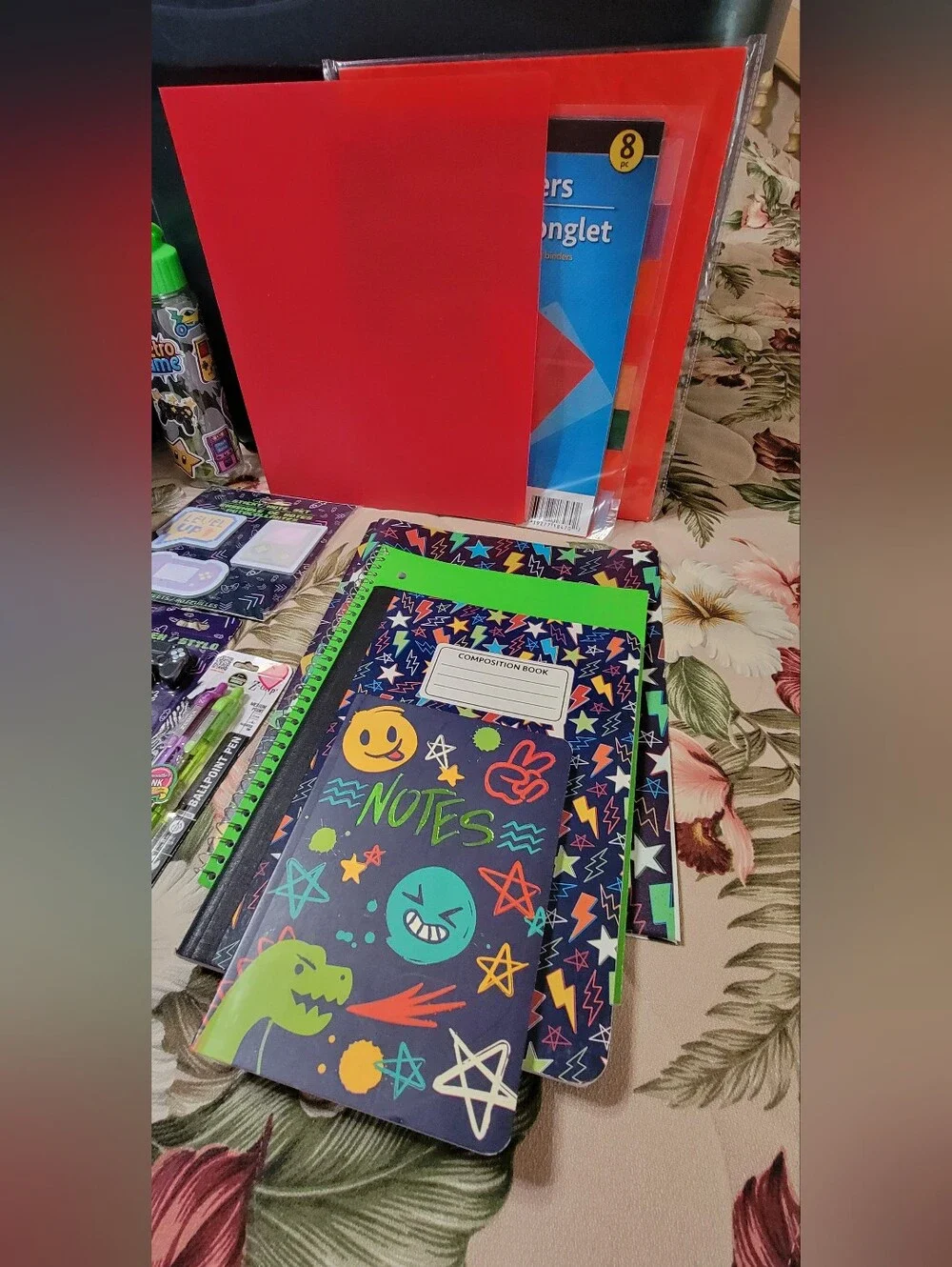 821-Art Class Black Smiley Gamer Themed Backpack & School Supplies